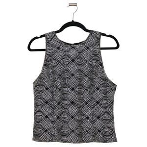 Laurence Kazar Black Silk Sleeveless Blouse Silver Hand Beaded Size Large